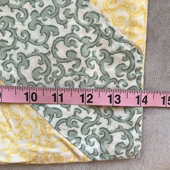 VTG 14” Handmade Yellow Green Scrolled Zippered Chic Coastal Pillow Cover - Picture 7 of 8